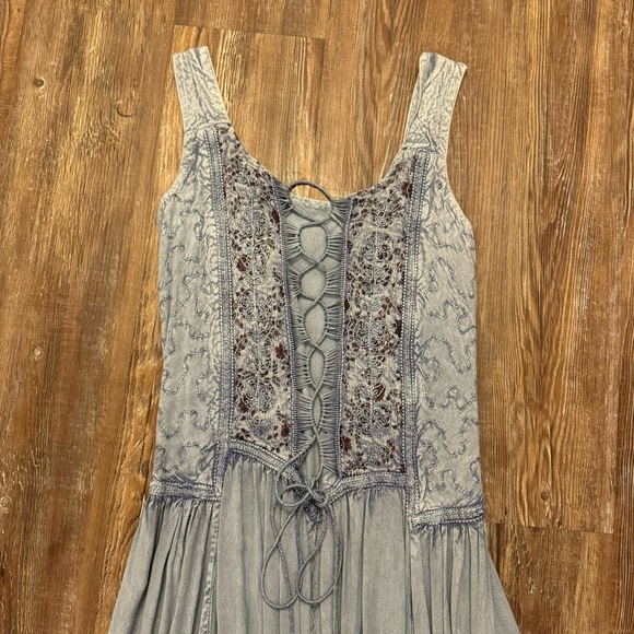 NWOT Italian blue long dress with gorgeous bodice details - Picture 3 of 9